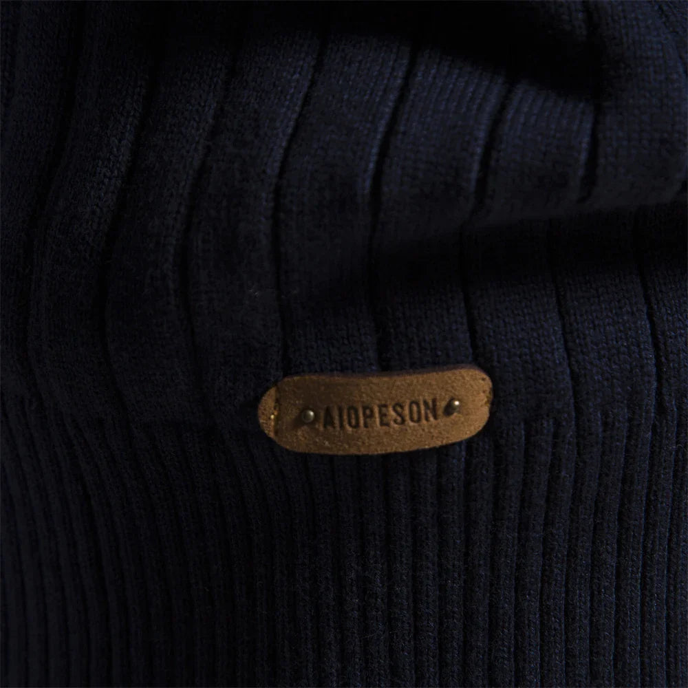 Axel | Men's Quarter Zip Ribbed Sweater Black