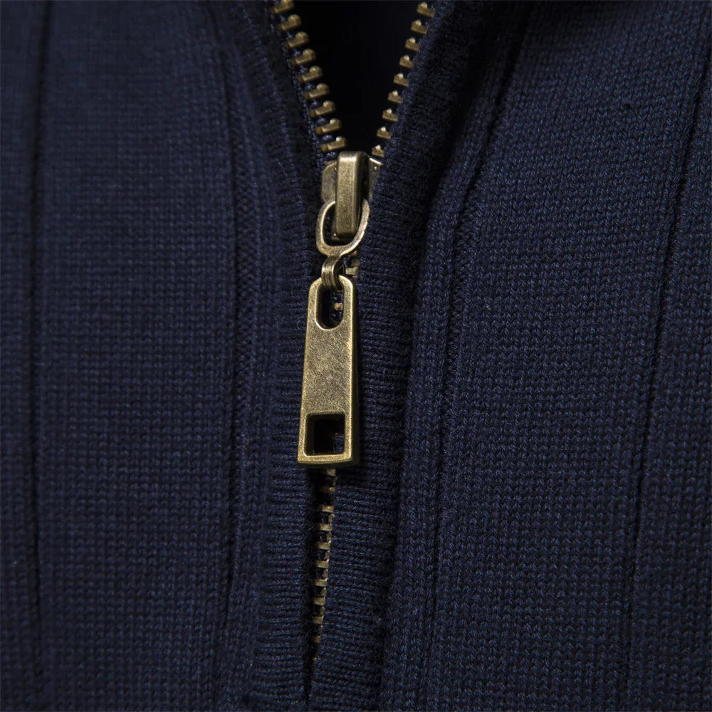 Axel | Men's Quarter Zip Ribbed Sweater Black