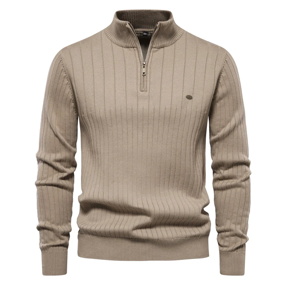 Axel | Men's Quarter Zip Ribbed Sweater Black