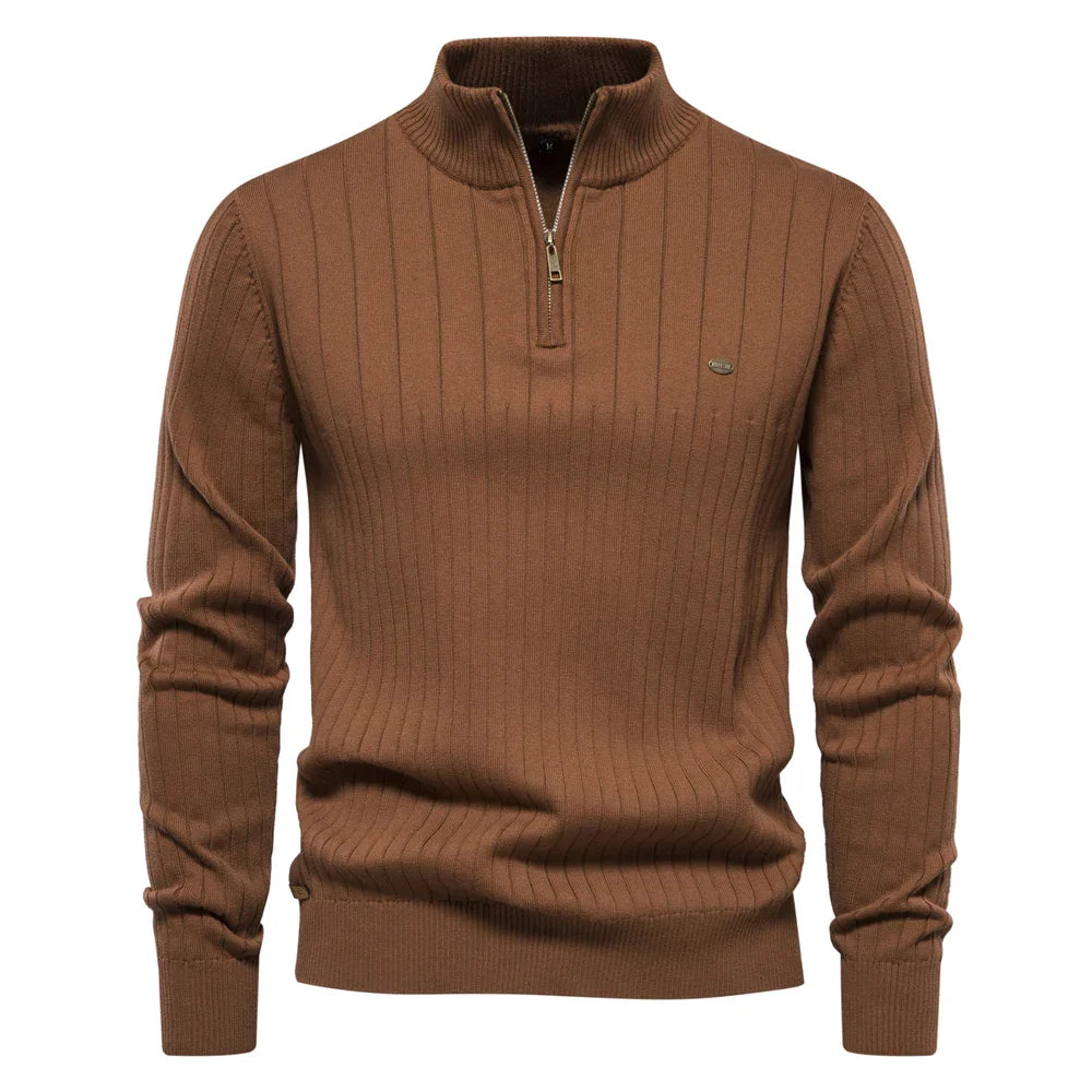Axel | Men's Quarter Zip Ribbed Sweater Black