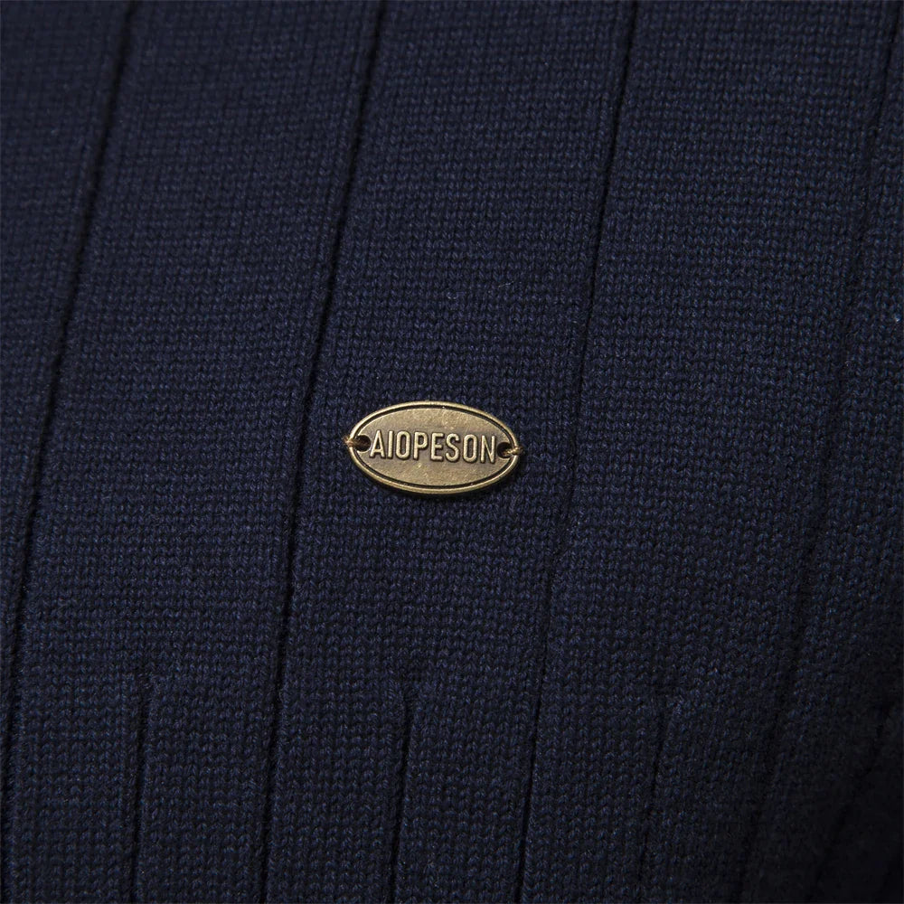 Axel | Men's Quarter Zip Ribbed Sweater Black