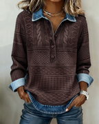 Dama Washington Ines women's cable knit denim shirt light blue - view 3