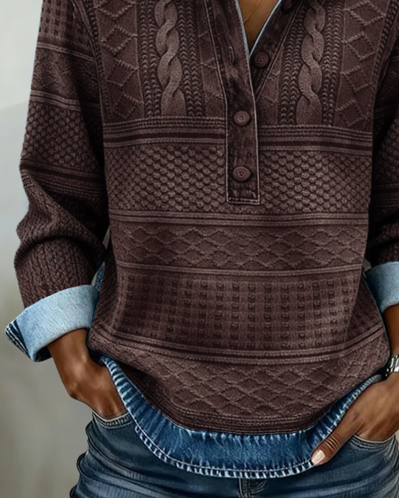 Ines | Women's Cable Knit Denim Shirt Light Blue