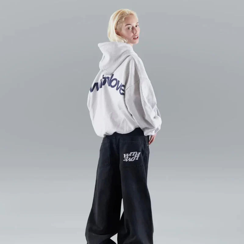 Faye | Women's Oversized Hoodie Black Graphic Print