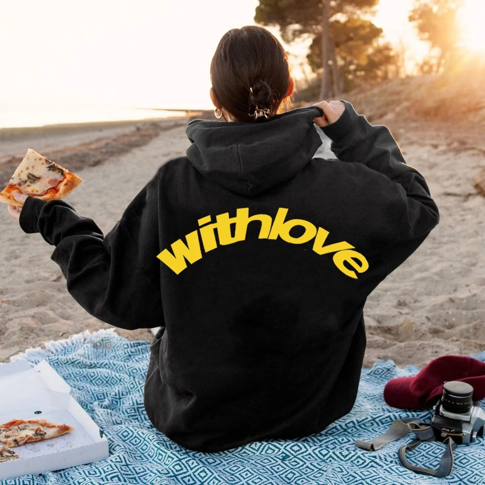 Faye | Women's Oversized Hoodie Black Graphic Print