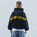 Dama Washington Faye women's oversized hoodie black graphic print - front view