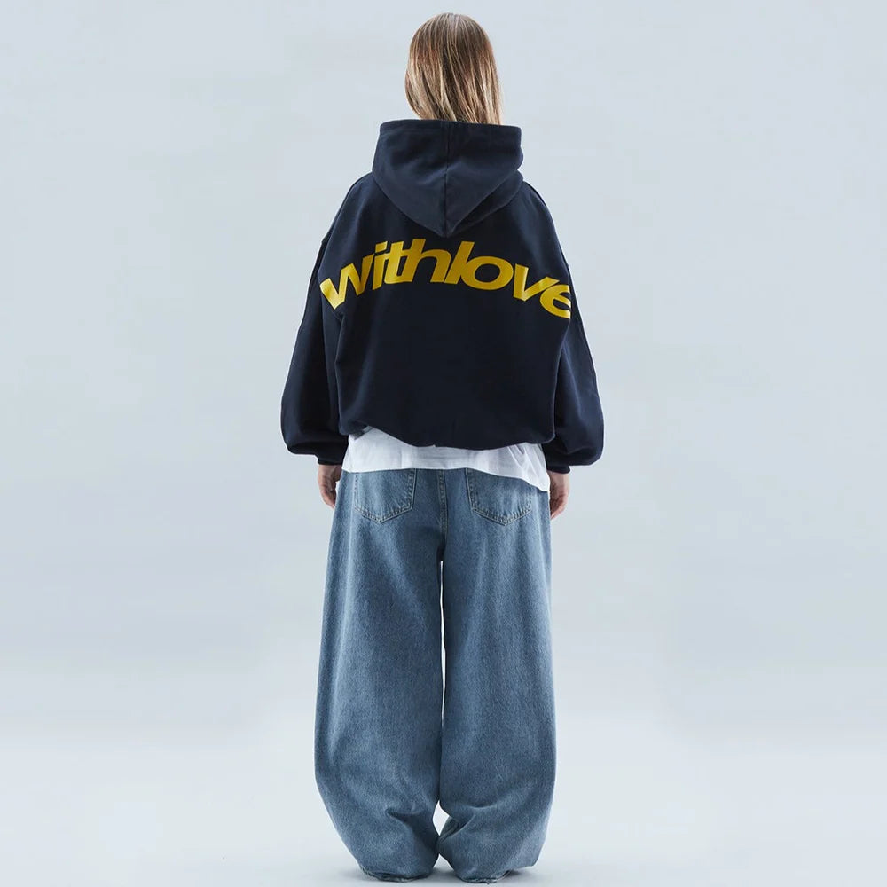 Faye | Women's Oversized Hoodie Black Graphic Print