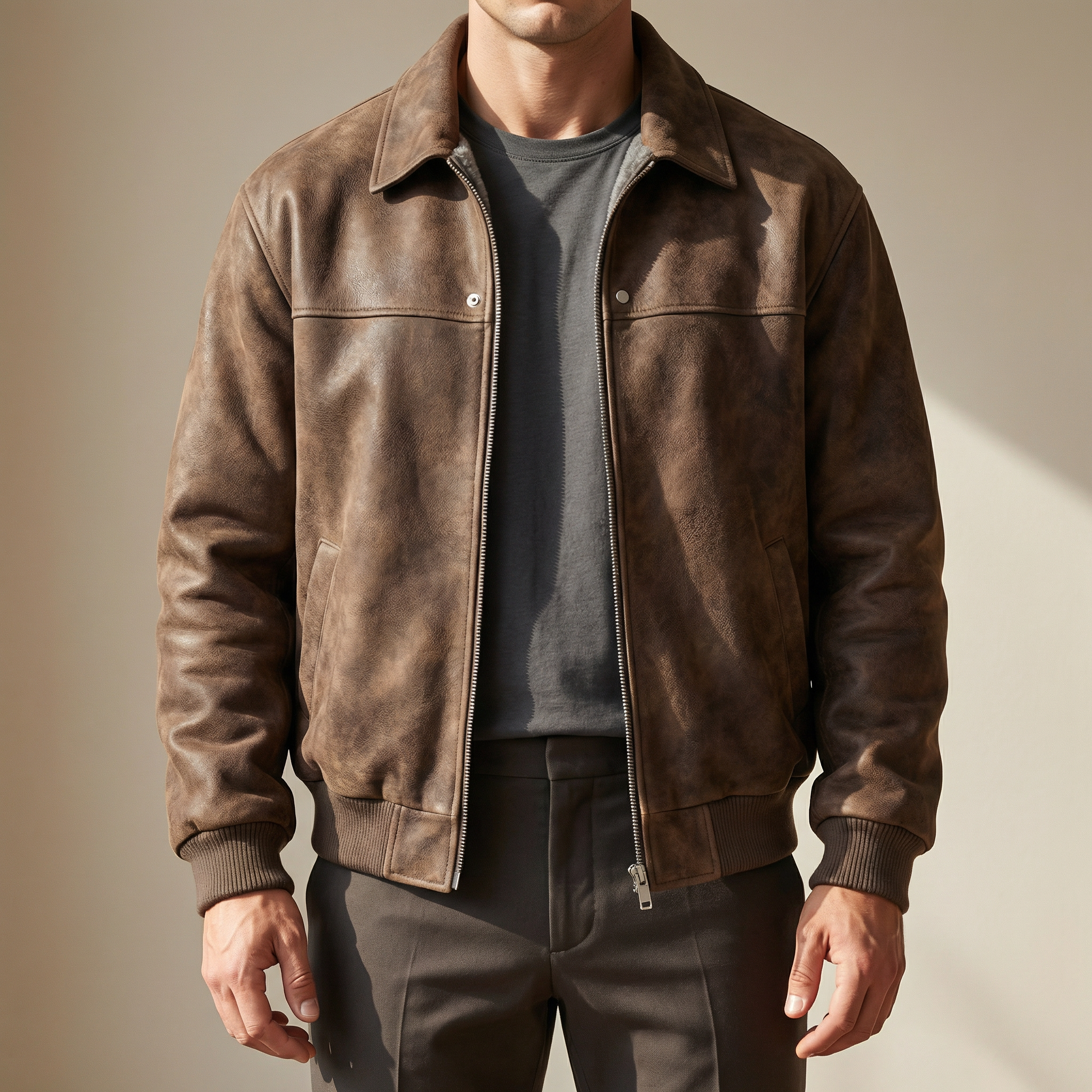Dama Washington Clovis men's lambskin leather jacket - front view