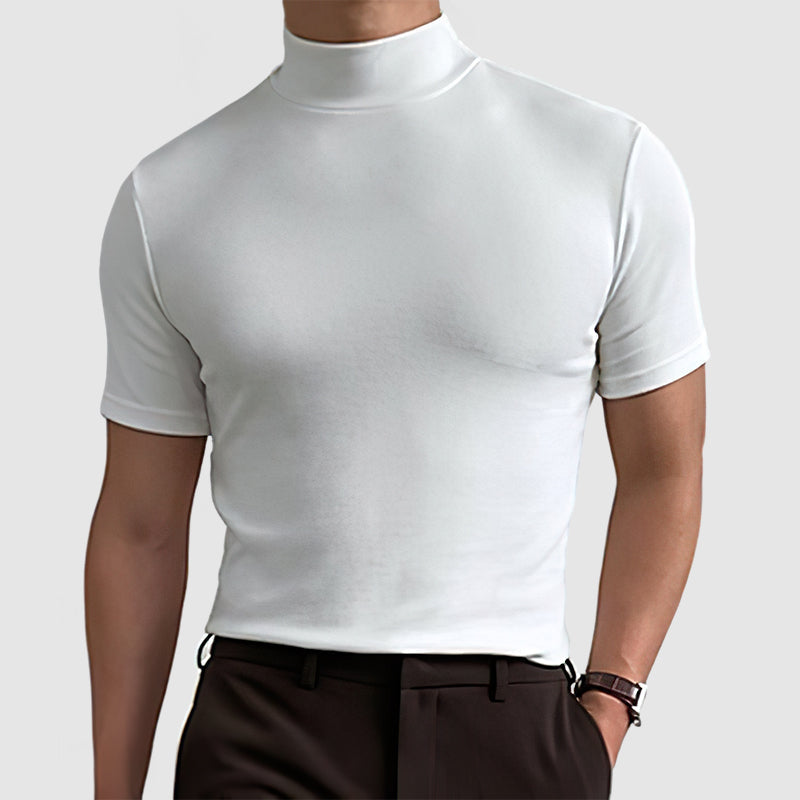 Tate | Men's Mock Neck Sweater Black Short Sleeve
