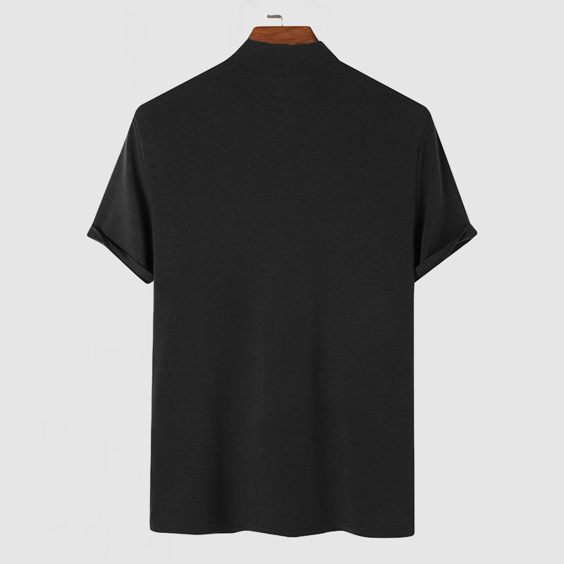 Tate | Men's Mock Neck Sweater Black Short Sleeve