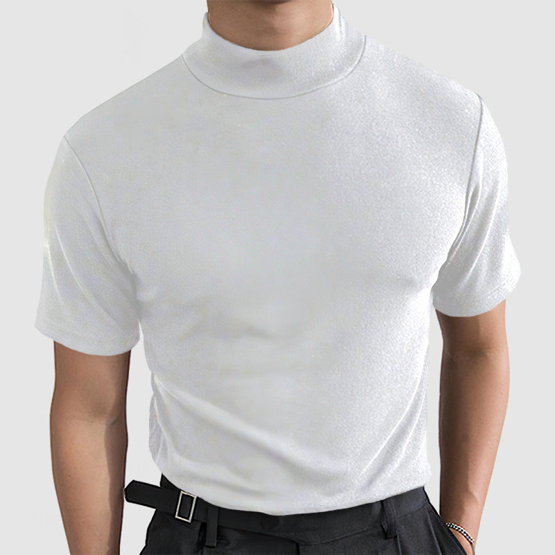 Tate | Men's Mock Neck Sweater Black Short Sleeve