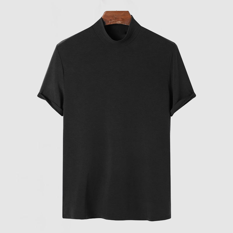 Tate | Men's Mock Neck Sweater Black Short Sleeve