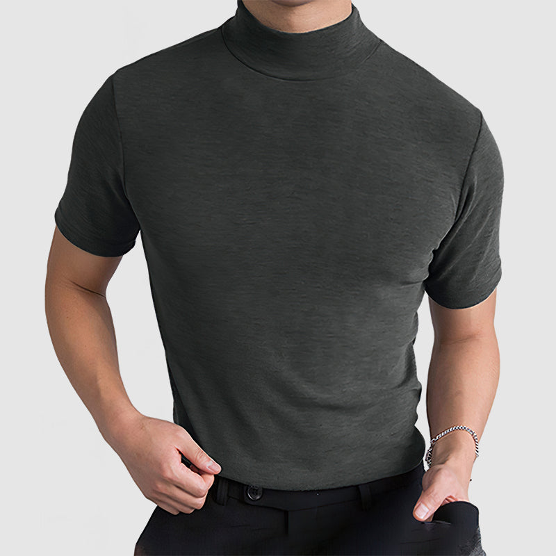 Tate | Men's Mock Neck Sweater Black Short Sleeve