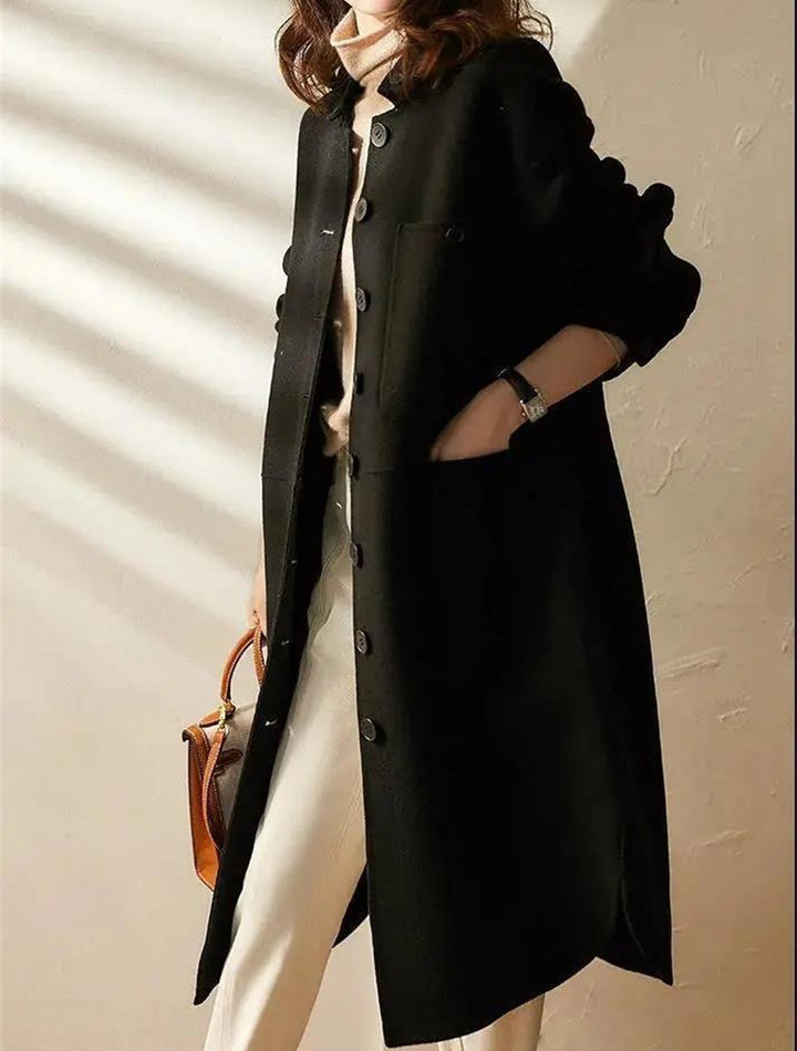 Dama Washington Georgette women's long a-line coat - front view