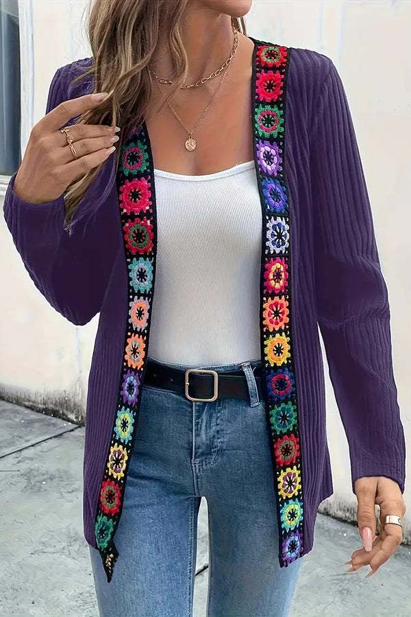 Ayla | Women's Crochet Cardigan Navy Multicolor Floral