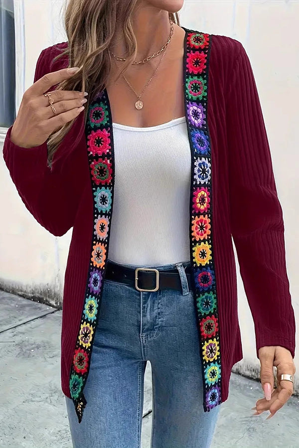 Ayla | Women's Crochet Cardigan Navy Multicolor Floral