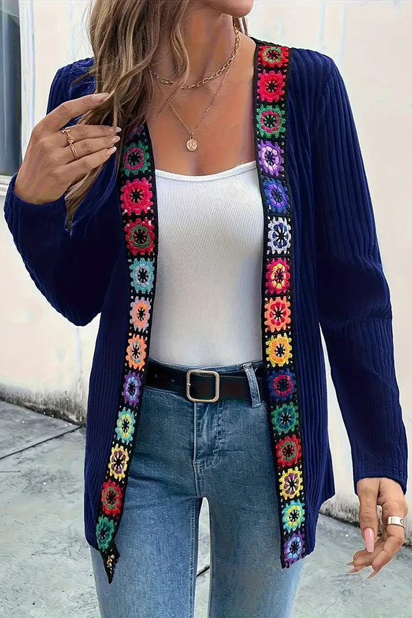Ayla | Women's Crochet Cardigan Navy Multicolor Floral