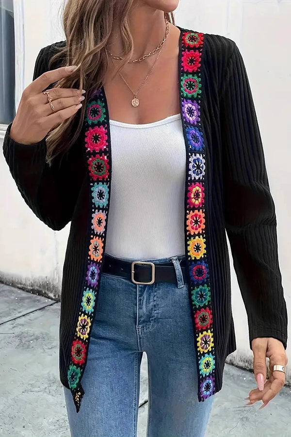 Ayla | Women's Crochet Cardigan Navy Multicolor Floral