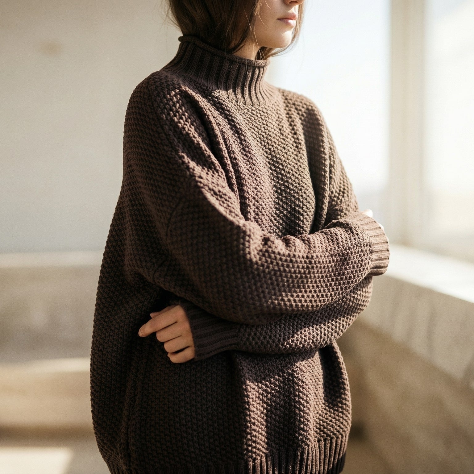 Maren | Women's Mock Neck Knit Sweater Red