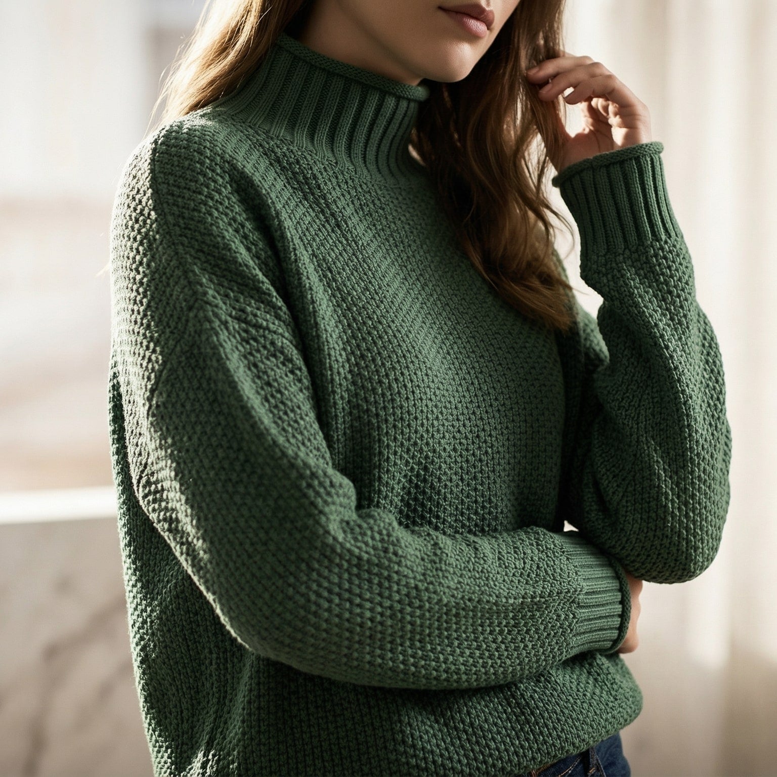 Maren | Women's Mock Neck Knit Sweater Red