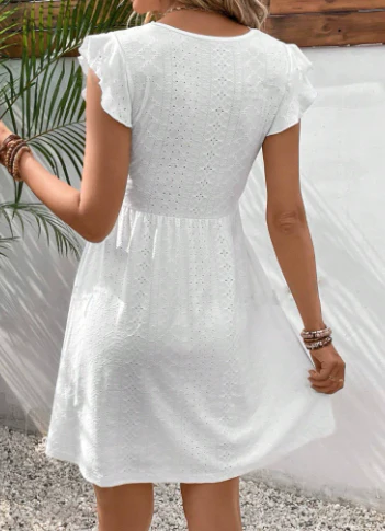 Stella | Women's Lace V Neck Midi Dress White