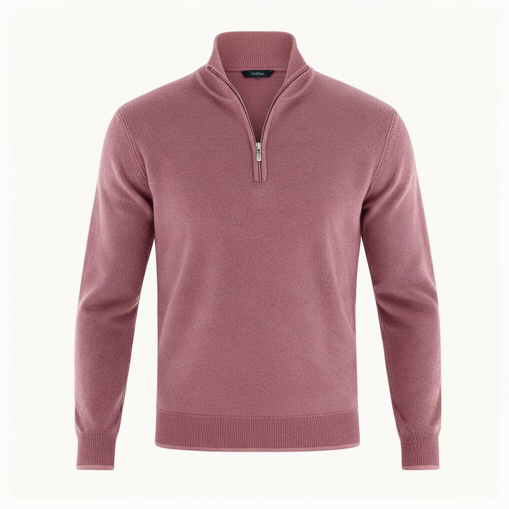 Voss | Men's Quarter Zip Sweater Purple Mock Neck