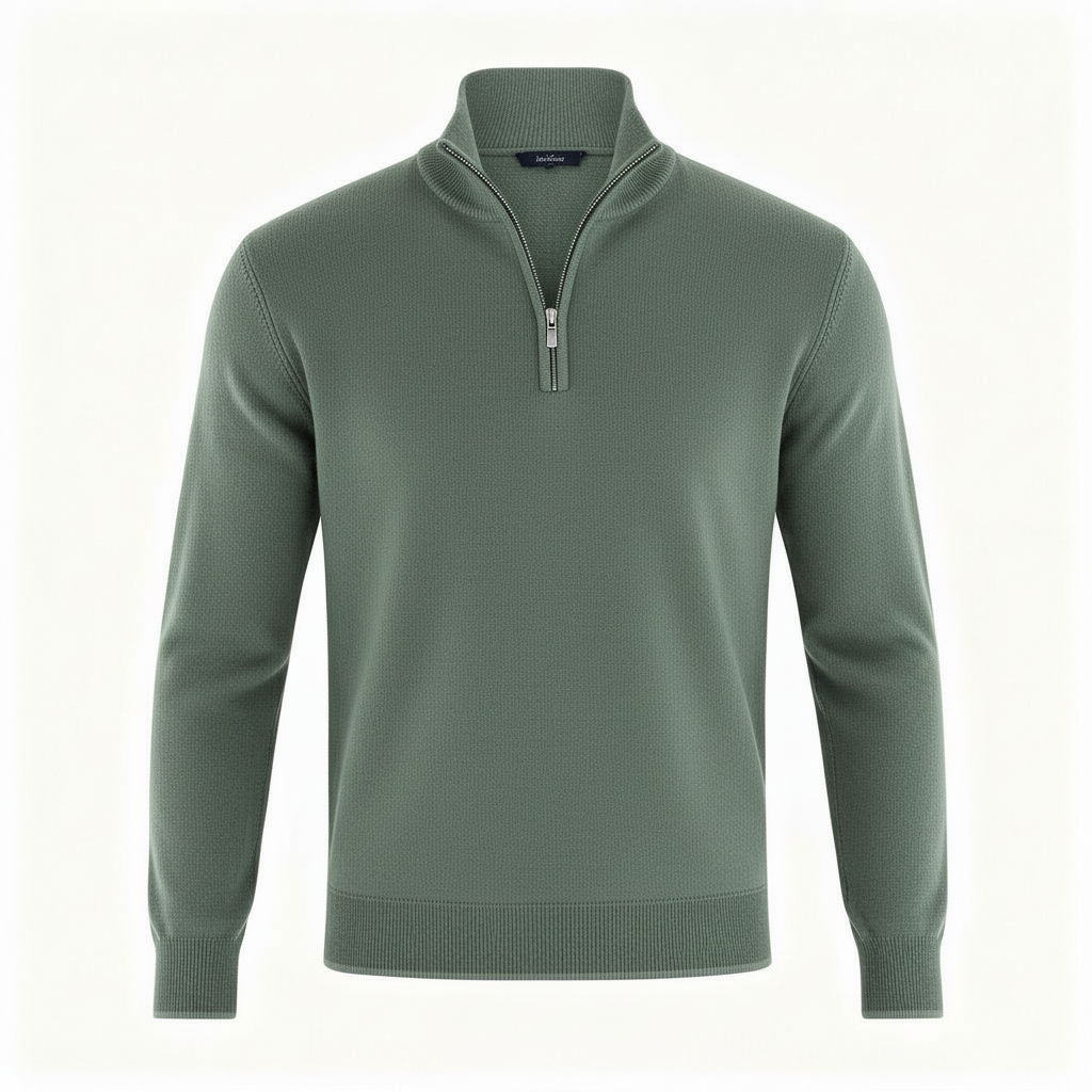 Voss | Men's Quarter Zip Sweater Purple Mock Neck