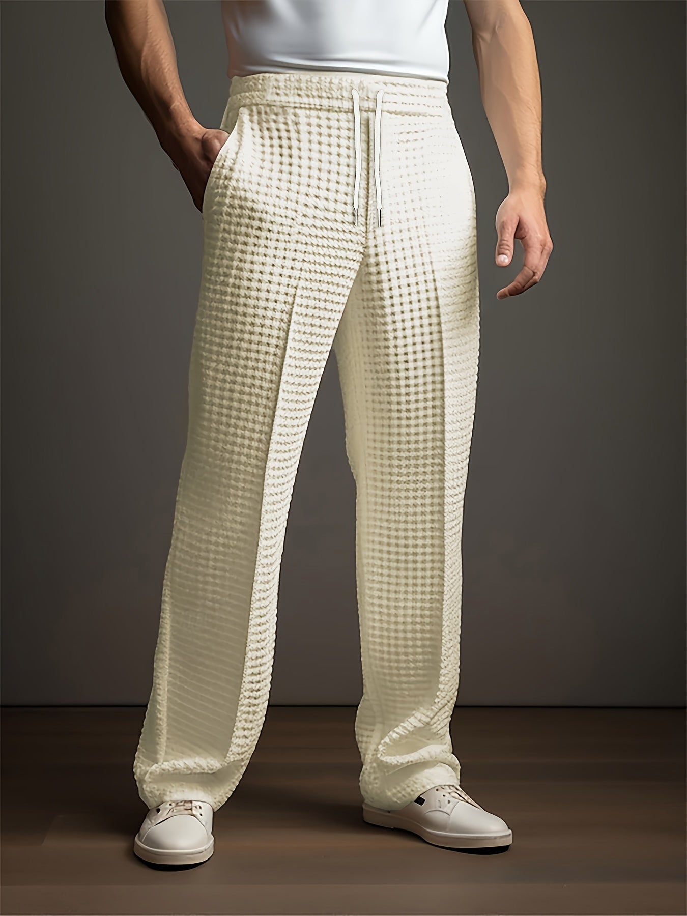 Nate | Men's Relaxed Fit Linen Pants Cream Wide Leg
