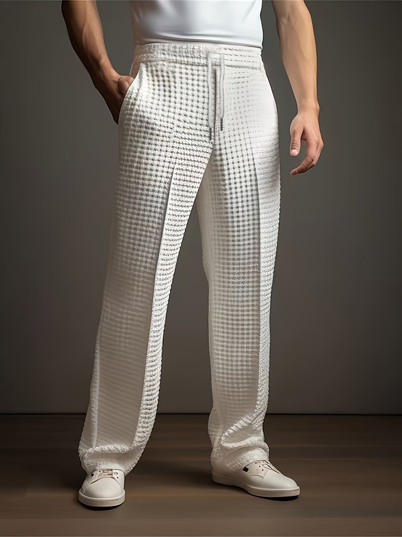 Nate | Men's Relaxed Fit Linen Pants Cream Wide Leg