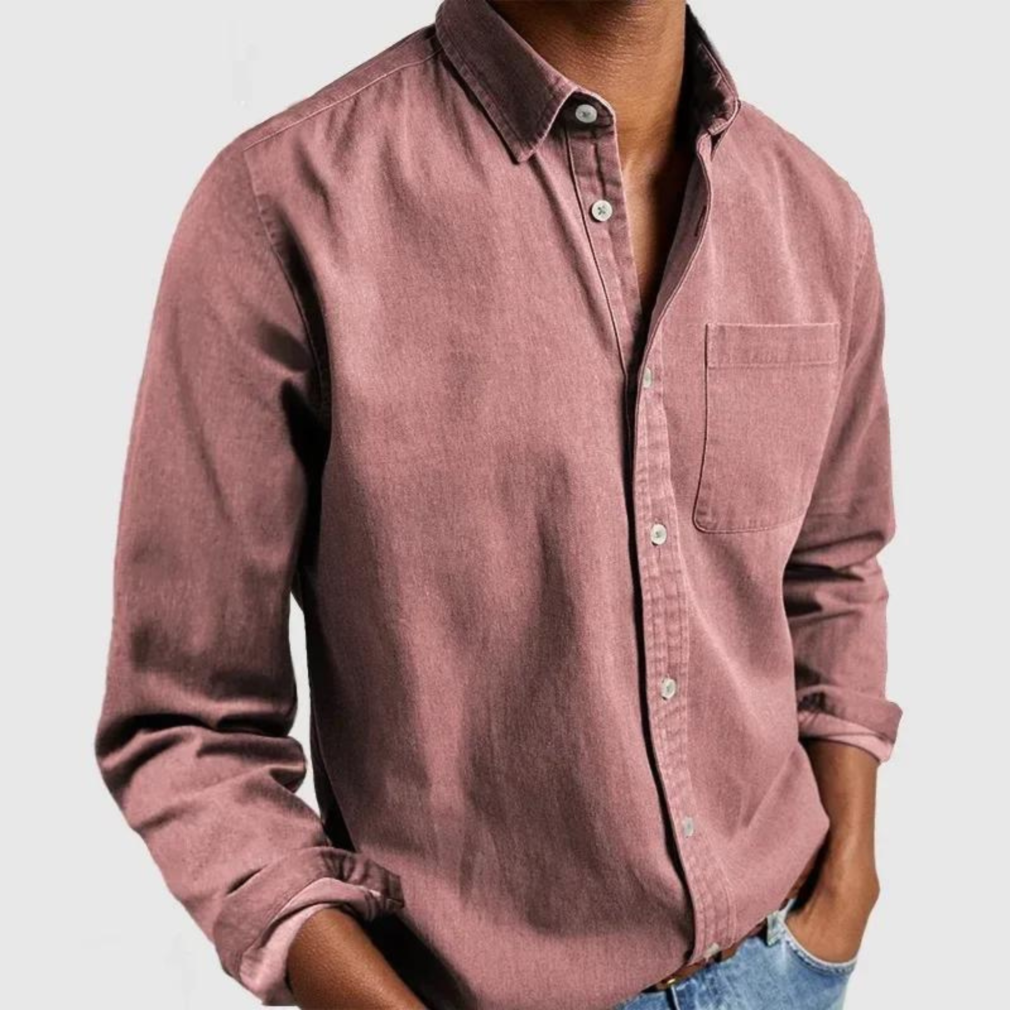 Hale | Men's Denim Shirt Navy Long Sleeve Button Up