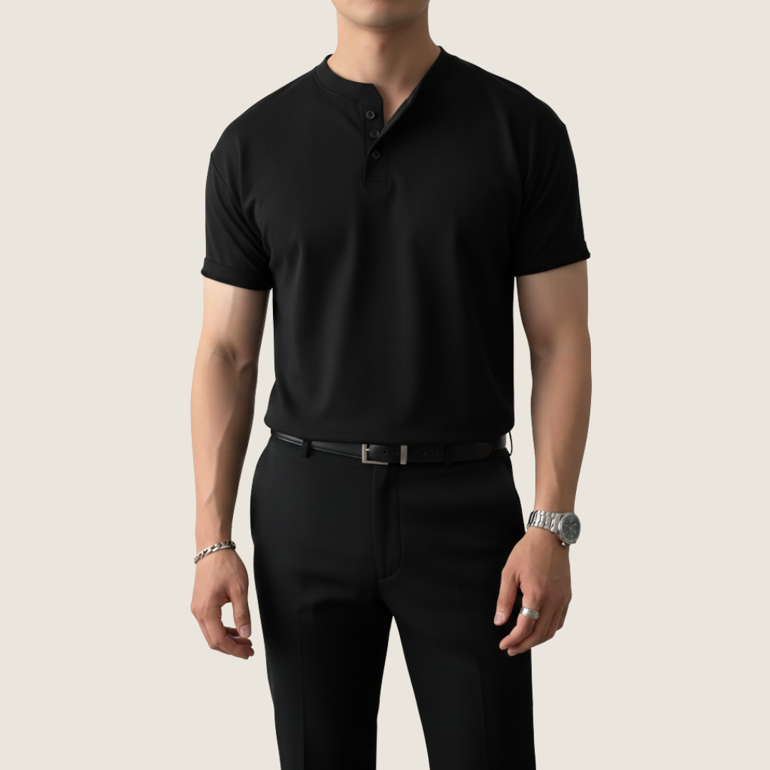 Orion | Men's Henley Shirt Olive Green Short Sleeve