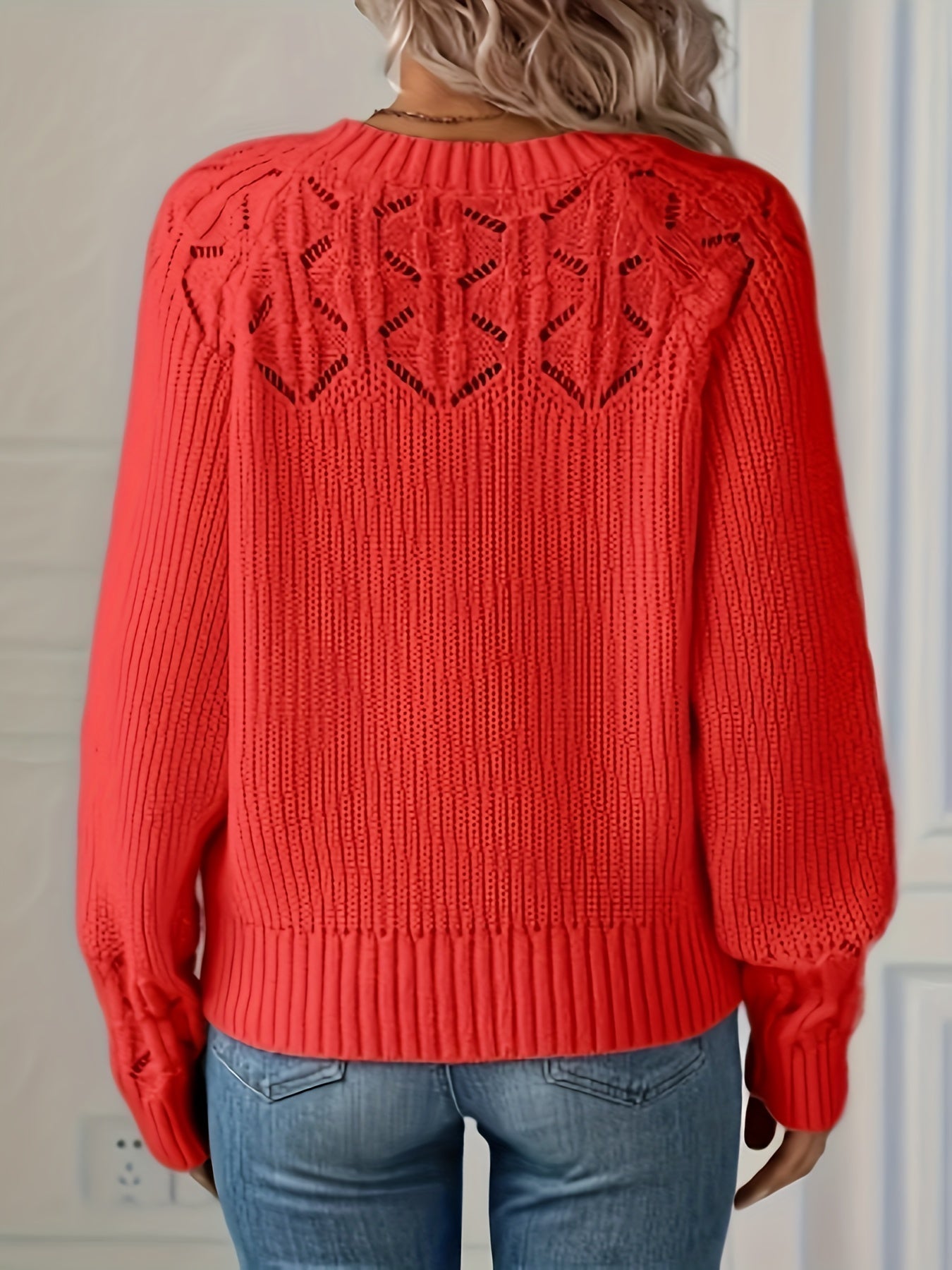 Ada | Women's Crochet Knit Sweater Green Long Sleeve