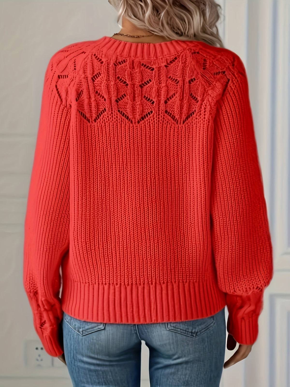 Dama Washington Ada women's crochet knit sweater green long sleeve - view 12