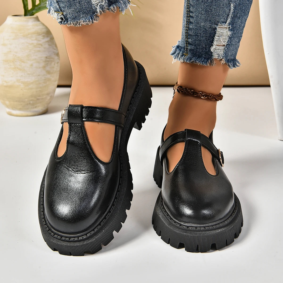 Ivy | Women's Mary Jane Shoes Chunky Platform Black