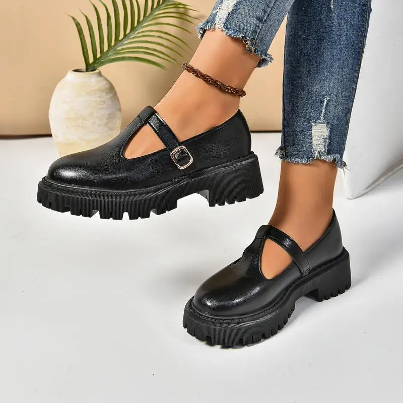 Ivy | Women's Mary Jane Shoes Chunky Platform Black