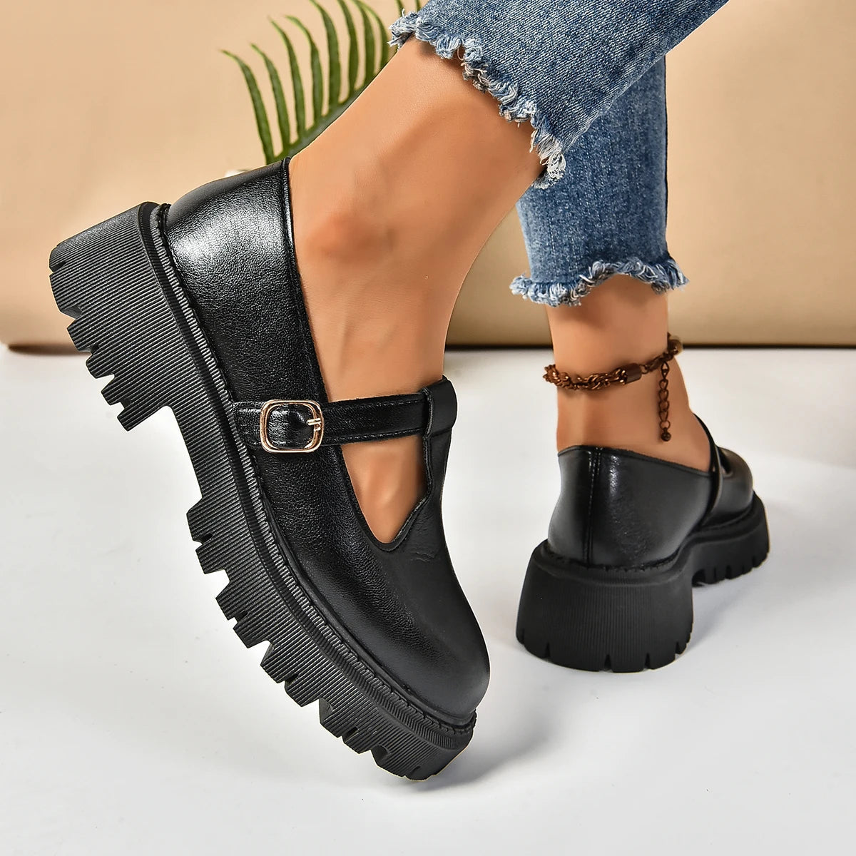 Ivy | Women's Mary Jane Shoes Chunky Platform Black