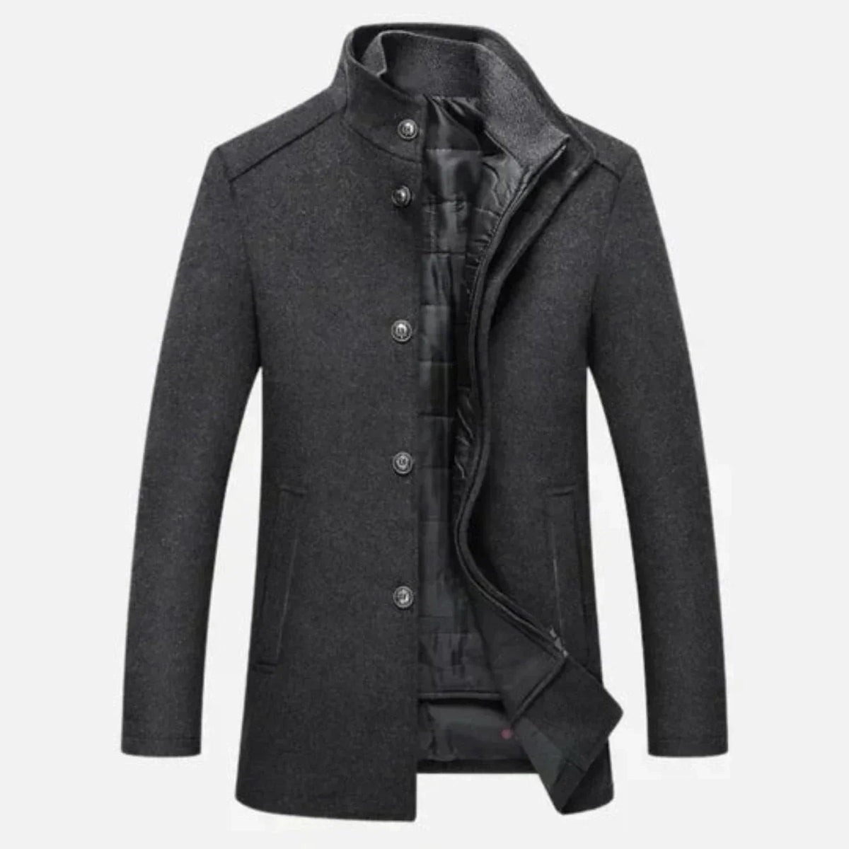 Dama Washington Thaddeus men's mid-length stand collar overcoat - view 2