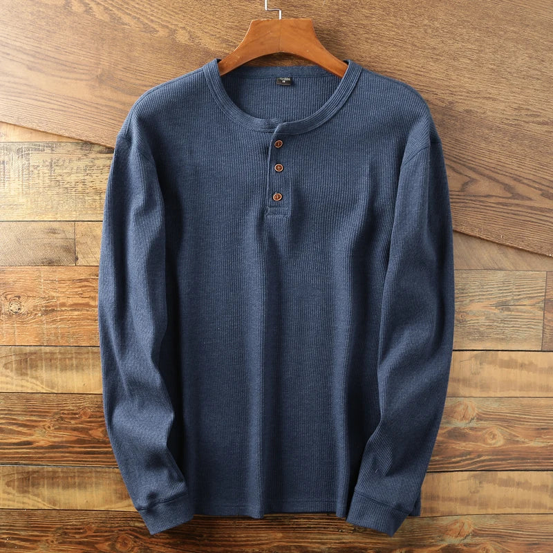 Axel | Men's Long Sleeve Henley Shirt Cream
