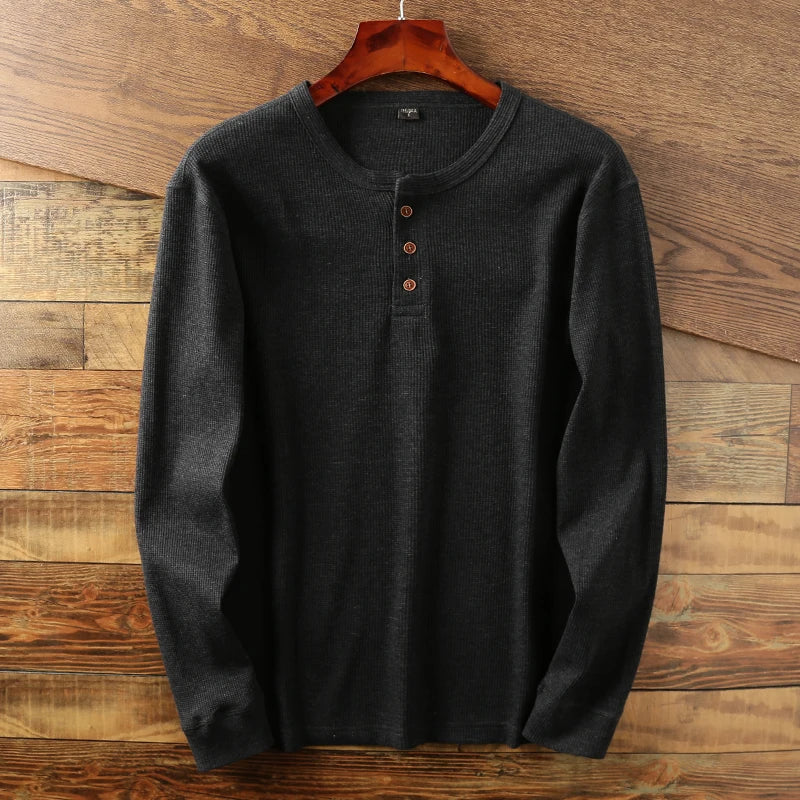 Axel | Men's Long Sleeve Henley Shirt Cream