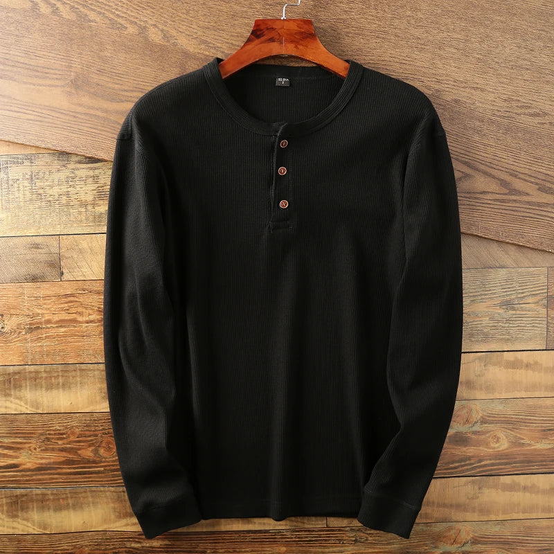 Axel | Men's Long Sleeve Henley Shirt Cream