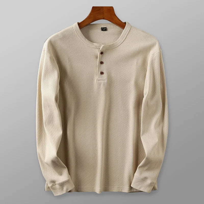 Axel | Men's Long Sleeve Henley Shirt Cream