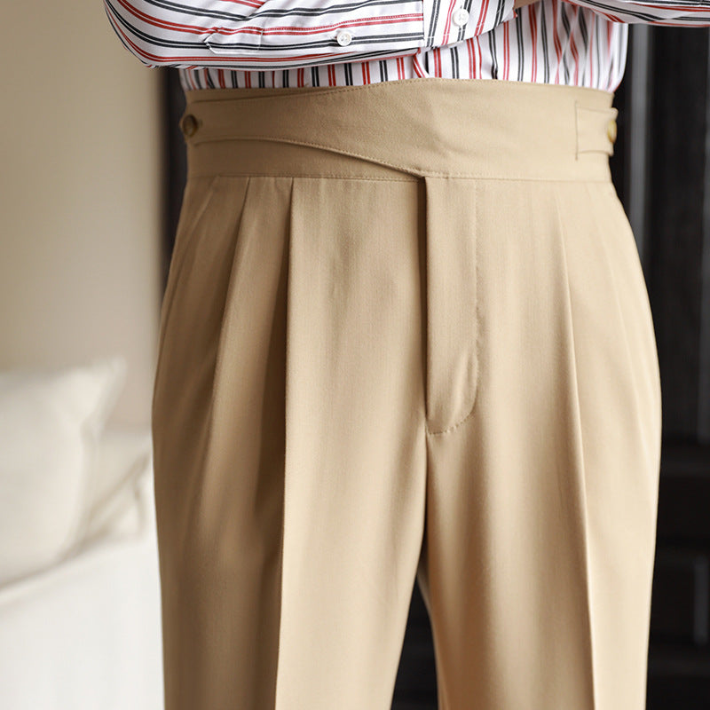 Rowan | Men's Pleated Dress Pants Cream High Waisted