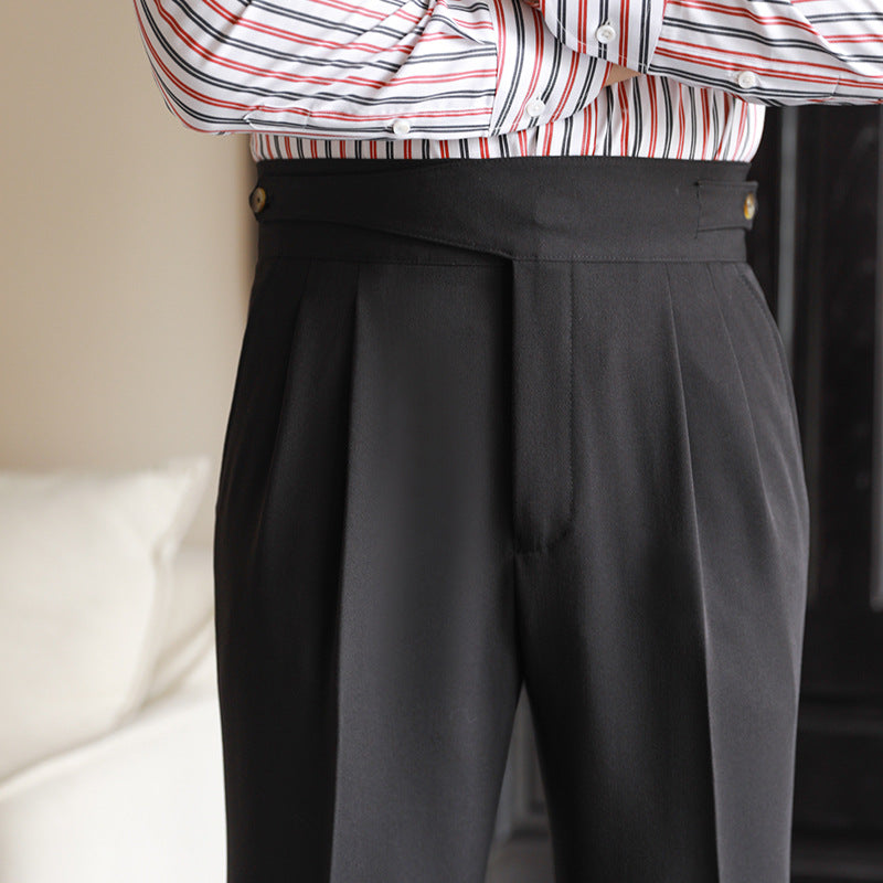 Rowan | Men's Pleated Dress Pants Cream High Waisted