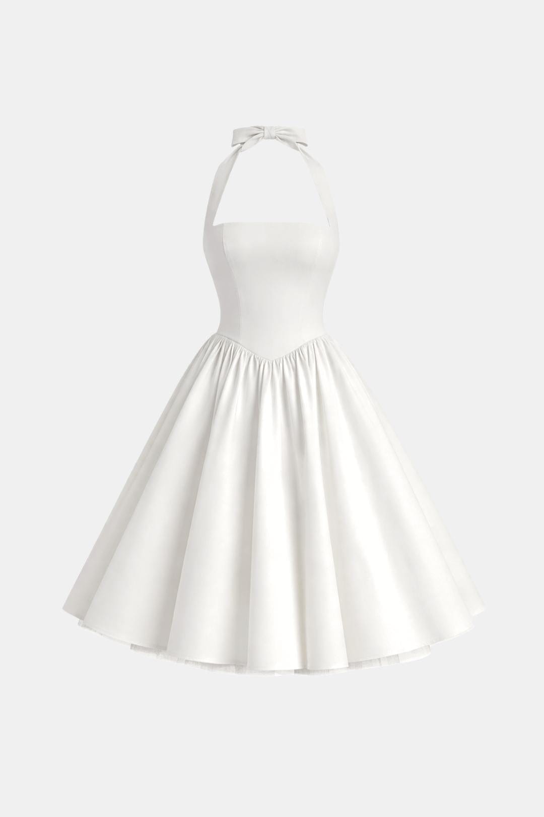 Elise | Women's Halter A Line Midi Dress Cream