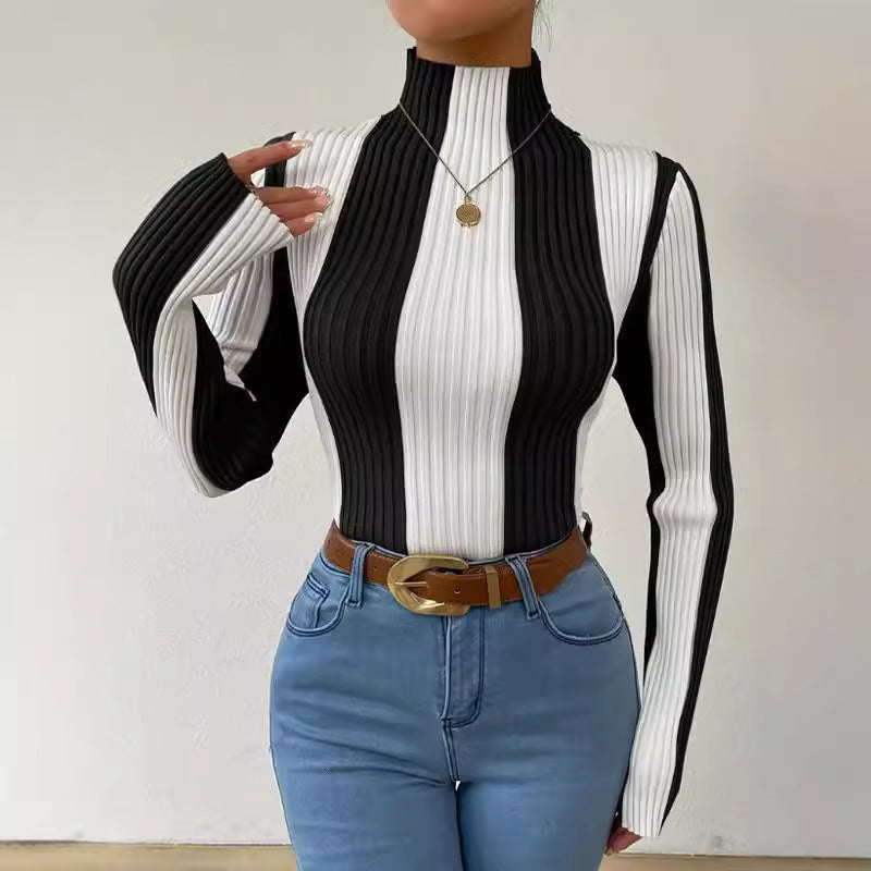 Dama Washington Ilaria women's fitted vertical striped sweater - front view