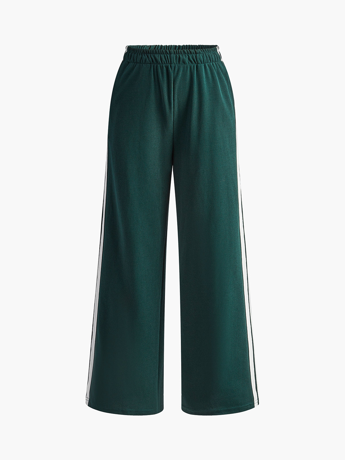 Isla | Women's Track Pants Green White Stripe Wide Leg