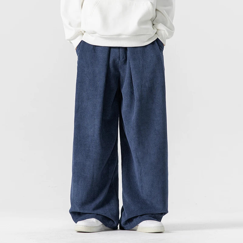 Arlo | Men's Wide Leg Cargo Pants Navy Blue Relaxed Fit