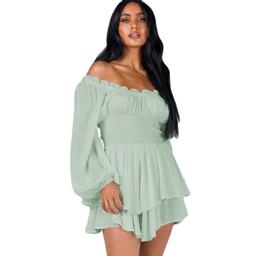 Rosa | Women's Off Shoulder Puff Sleeve Dress Sage Green