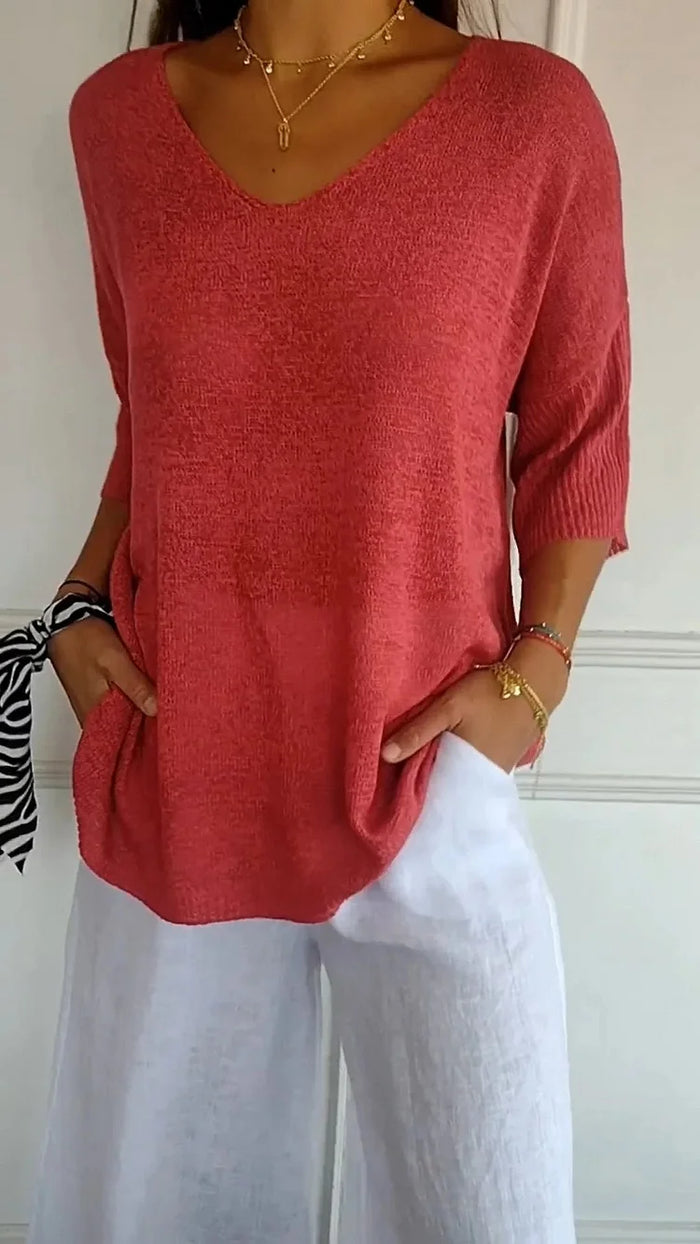 Dama Washington Greta v-neck relaxed fit sweater - front view