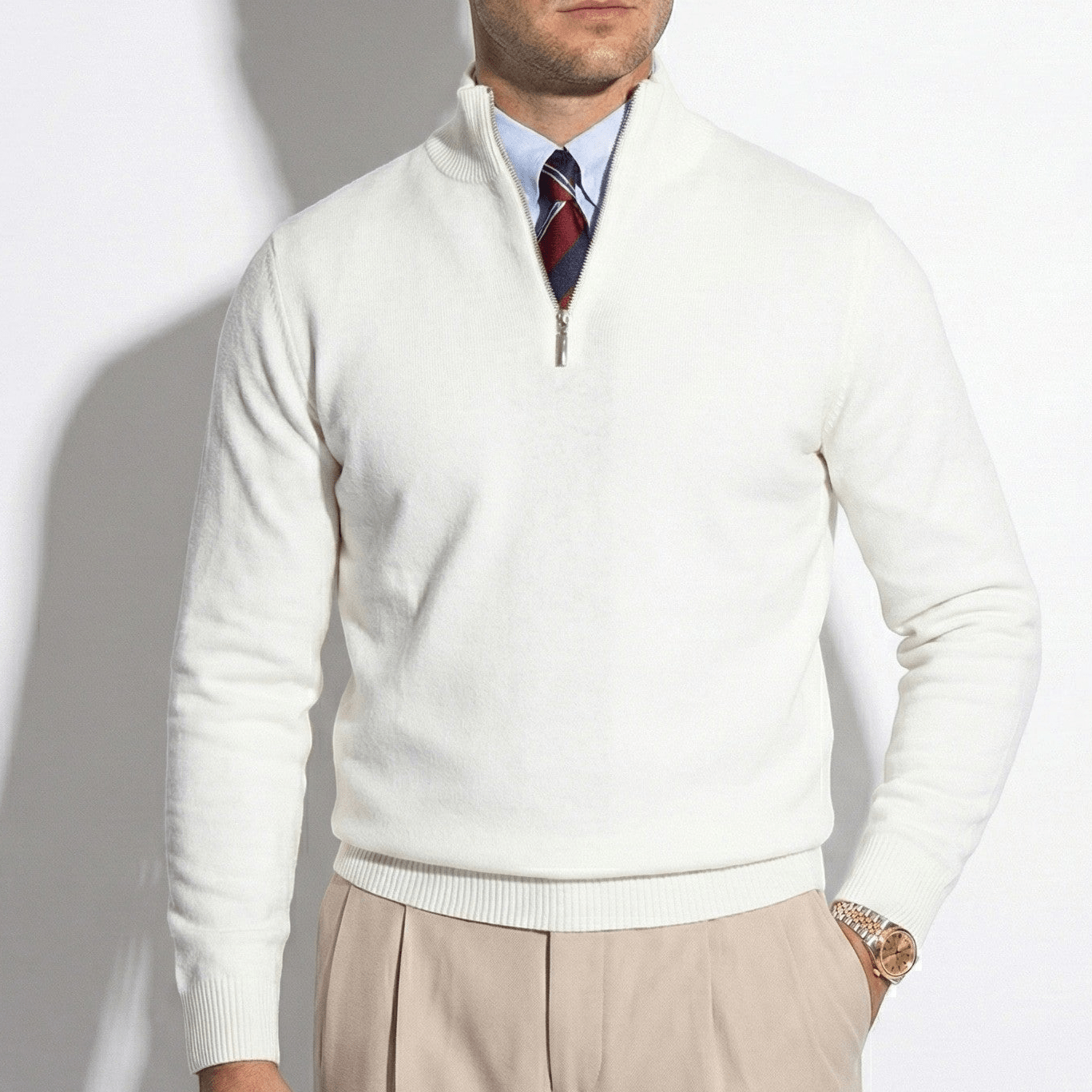 Axel | Men's Quarter Zip Sweater Black Crew Neck